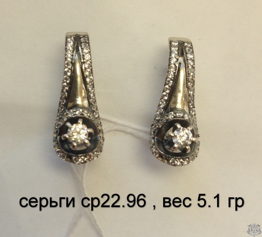 серьги ср22.96 , вес 5.1 гр