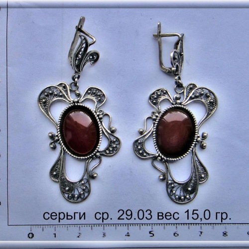 Серебряные серьги, 15.0 гр.
